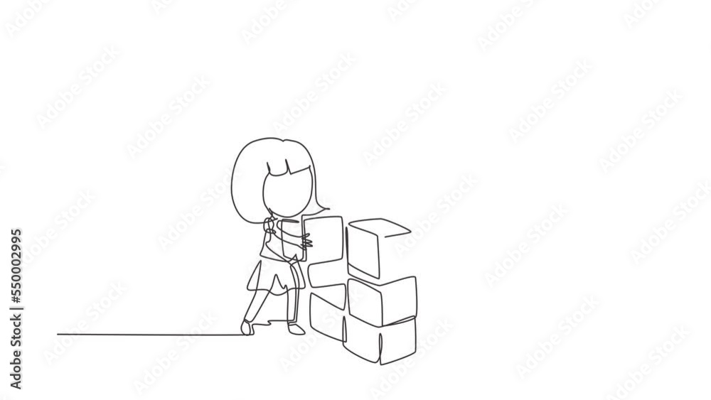 Self drawing animation of single line draw boy and girl playing blocks cube toys. Kids play with toys brick. Educational toys. Children playing block cubes. Continuous line draw. Full length animated Self drawing animation of single line draw boy and girl playing blocks cube toys. Kids play with toys brick. Educational toys. Children playing block cubes. Continuous line draw. Full length animated