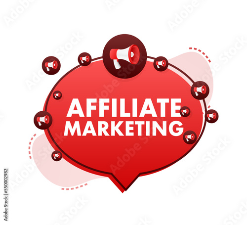 Affiliate Marketing. Advertisement and Marketing Material. Referring friends. Vector stock illustration.