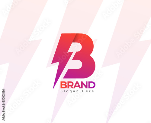 Creative Power Letter B Logo Template Design, Best Simple Concept Logo Design, Gradient Color. Premium Modern Minimal Letter B Logo Design Template.
