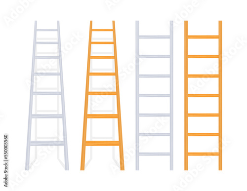 Wooden Stairs. Step ladder. Household tools. Vector stock illustration.