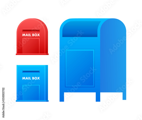 Set Mail box, post mailbox. Vector stock illustration.