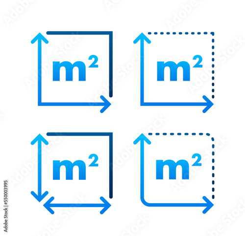 m2 area unit icon. Square Meter. Vector stock illustration.