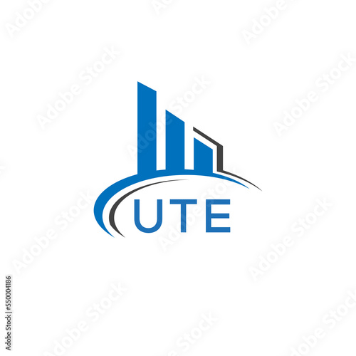 UTE letter logo. UTE blue image. UTE Monogram logo design for entrepreneur and business. UTE best icon.	
