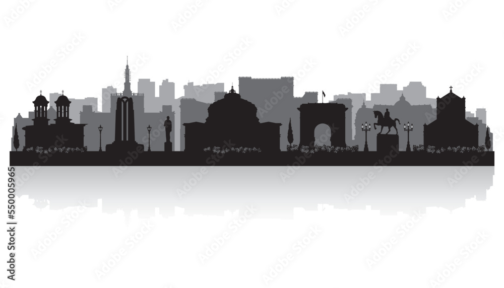 Naklejka premium Bucharest Romania city skyline silhouette