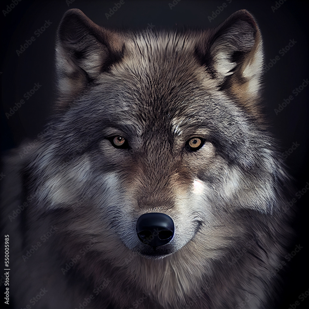 Portrait of a spiritual alpha wolf