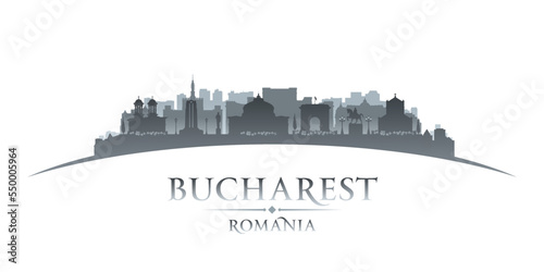 Bucharest Romania city silhouette white background photo