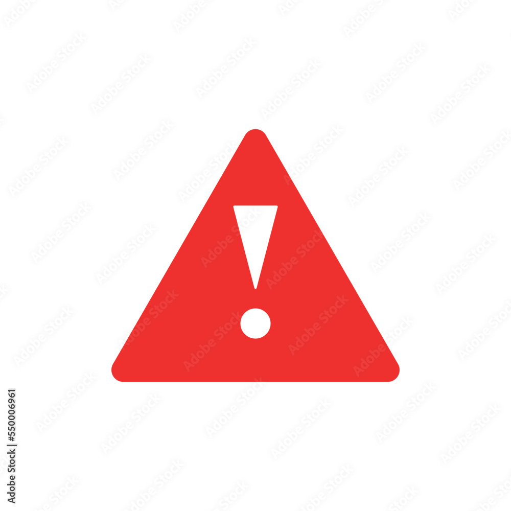 Danger sign vector flat icon, red triangle with exclamation mark.