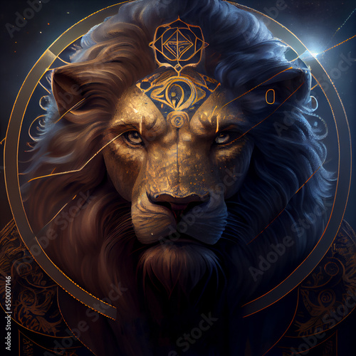 Murais de parede Leo ascendan, cosmic lion, fine details