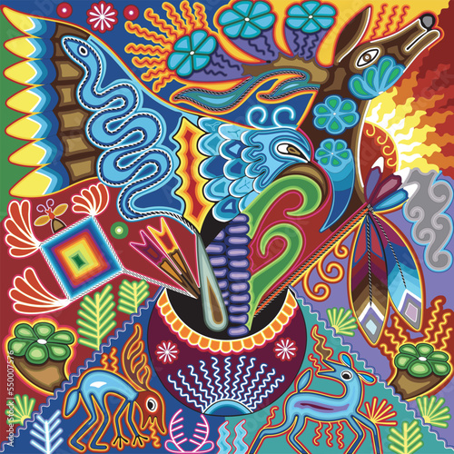 Huichol Psycho felt needlework artwork HD set