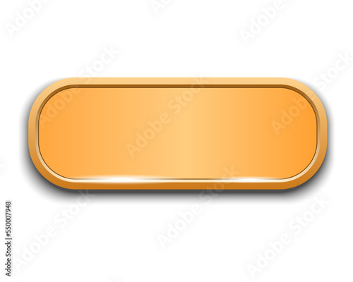 Gold ellipse button isolated on white background