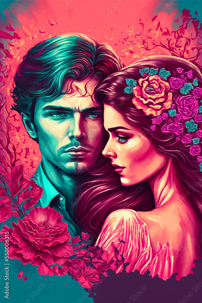 Fictional Characters Romantic Couple in love Illustration, Young Couple Having Romantic Date, Man and Woman in love Celebrating Valentines Day Fictional Characters Romantic Couple in love Illustration, Young Couple Having Romantic Date, Man and Woman in love Celebrating Valentines Day