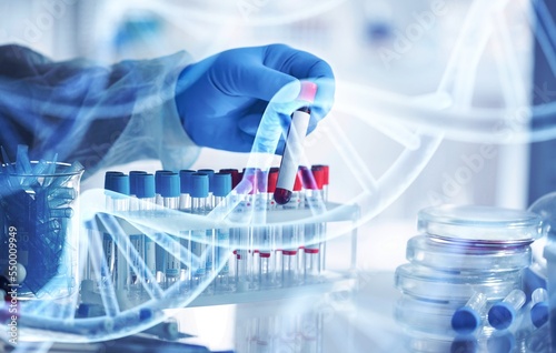 Scientist person works in biomedical laboratory