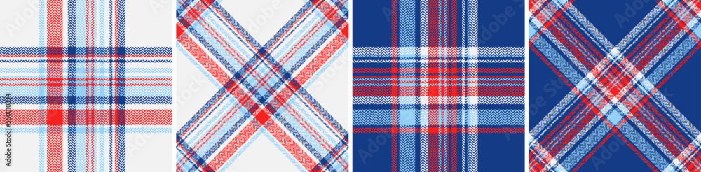 Check plaid seamless pattern set background.