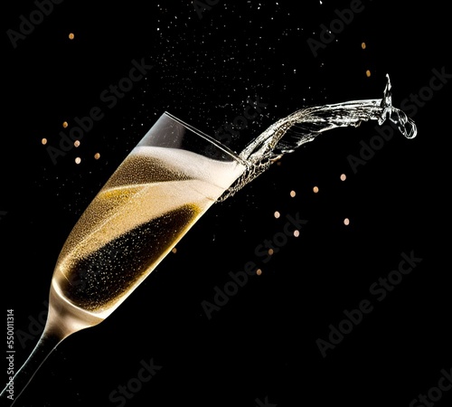 AI-generated Image Of A Glass Of Champagne With A Black Background