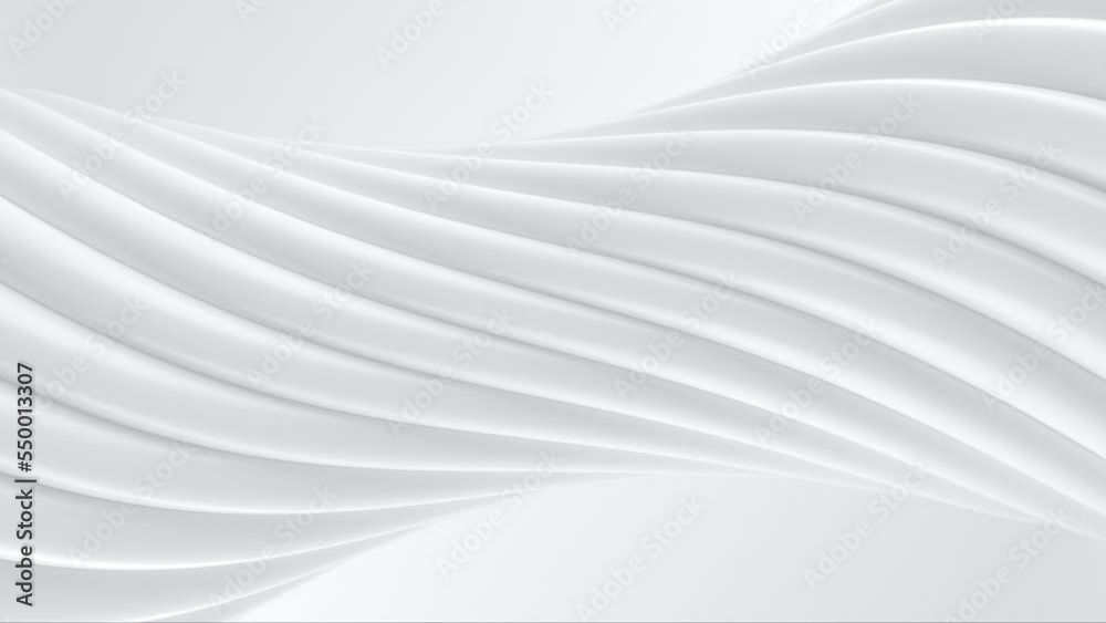 White 3d abstract background. Clean and simple motion texture for beautiful business presentation. Bright curve render animation for futuristic sci-fi concept. Seamless loop.
