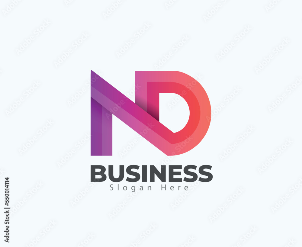 Best Looking N And D Modern Logo Design, With White Background, Simple Concept With Gradient Color. Professional Excellent Creative Minimal Letter N And D Logo Design.