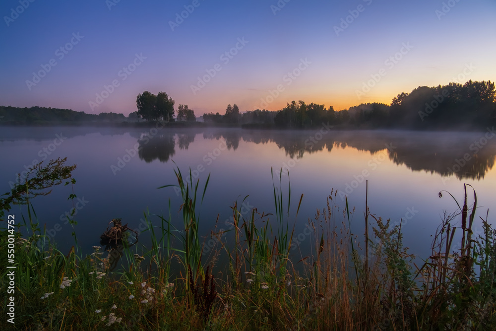 summer sunrise over the lake