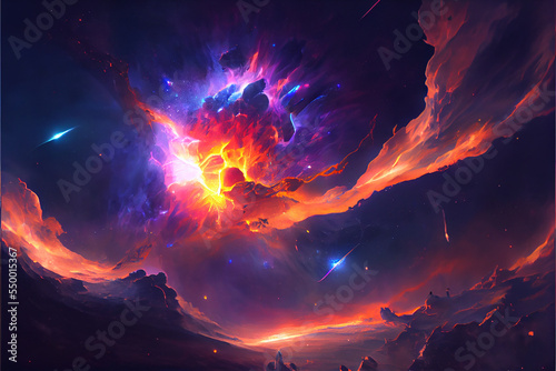 Obraz na plátně Fire storm happening in deep space