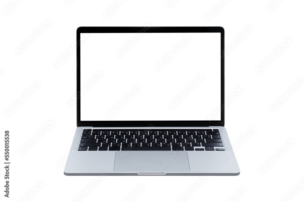 Laptop computer with blank transparent screen and background- PNG format. Laptop computer with blank transparent screen and background- PNG format.