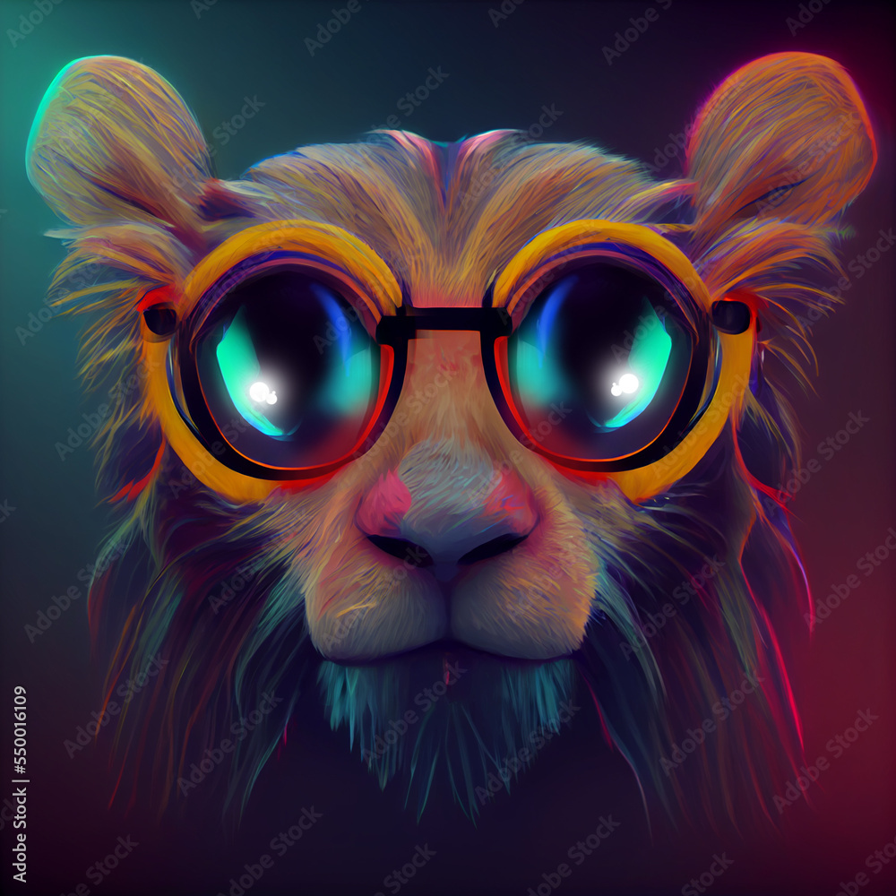 Colorful cyber Leon in goggles