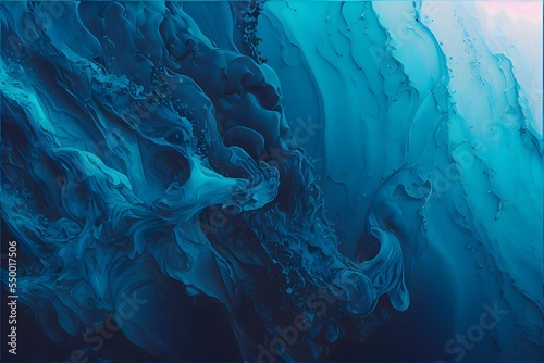 Obraz na plátně Abstract art blue paint background with liquid fluid grunge texture