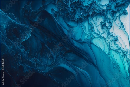 Fototapeta Abstract art blue paint background with liquid fluid grunge texture