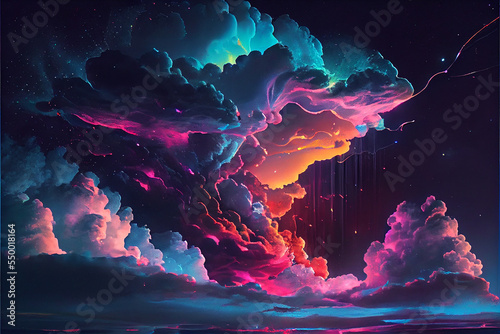 Neon storm clouds in deep space