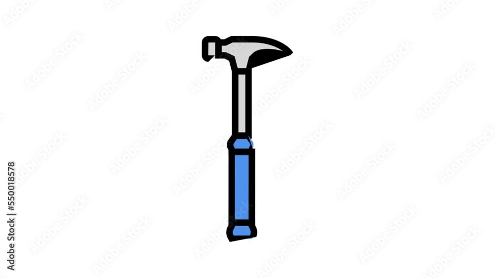 claw hammer tool color icon animation claw hammer tool color icon animation