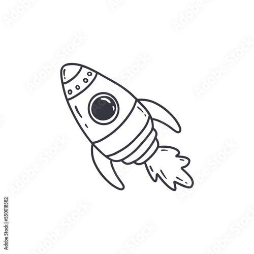 rocket icon isolaterd on white background.Doodle vector illustration