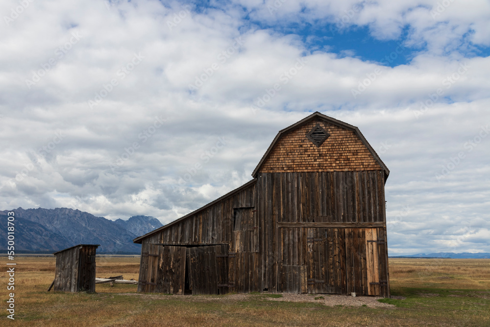 Grand teton. Wyoming. USA. 10- 03-2022. Old traditional wooden farm near Grand Teton national Park. Grand teton. Wyoming. USA. 10- 03-2022. Old traditional wooden farm near Grand Teton national Park.