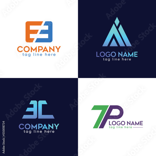 Creative Modern Simpl AI, BC, 7P, EB Letter Logo Design. Unique Concept And Custom Design