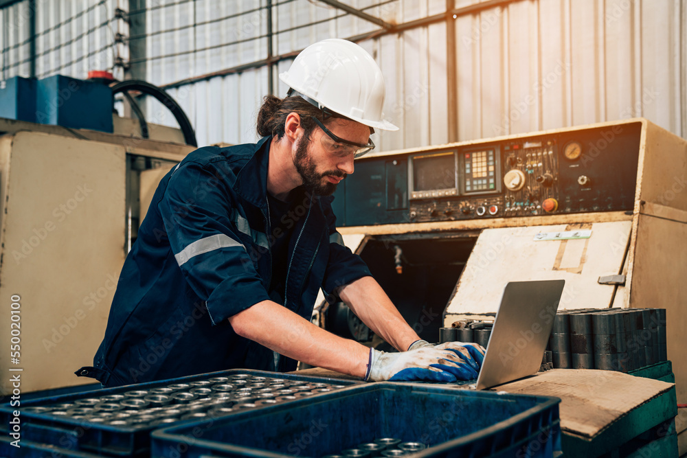 Team of technician worker checking and repair pressing metal machine at factory, Machine maintenance technician operation concept. Team of technician worker checking and repair pressing metal machine at factory, Machine maintenance technician operation concept.
