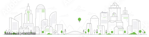 Cityscape - thin line design style vector illustration