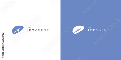 Jet airplane logo design simple and modern 3