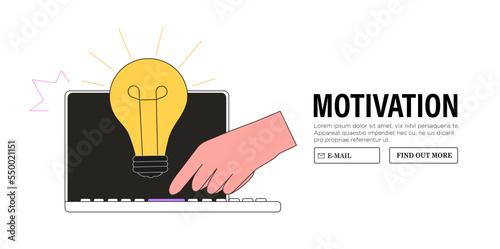 Inspiration idea to inspire or motivate people to success, business innovation or creativity, solution or invention concept. Vector illustration hand hold light bulb banner for business or education.