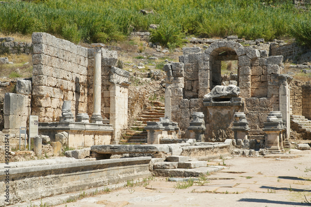 Nymphaeum in Perge Ancient City in Antalya, Turkiye