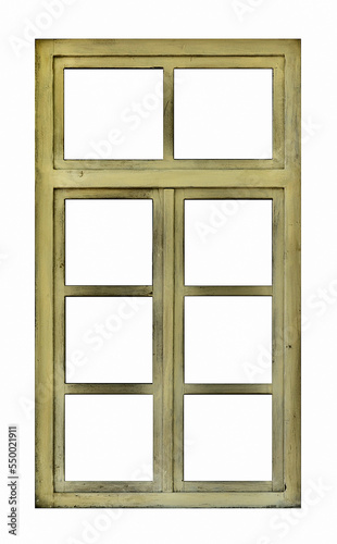 Old wooden window on white background