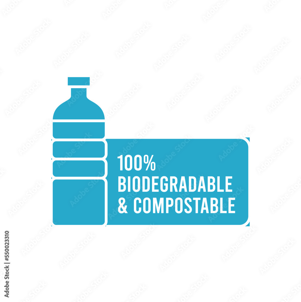 Plastic free logo, 100% biodegradable & compostable label logo isolated on white background Plastic free logo, 100% biodegradable & compostable label logo isolated on white background