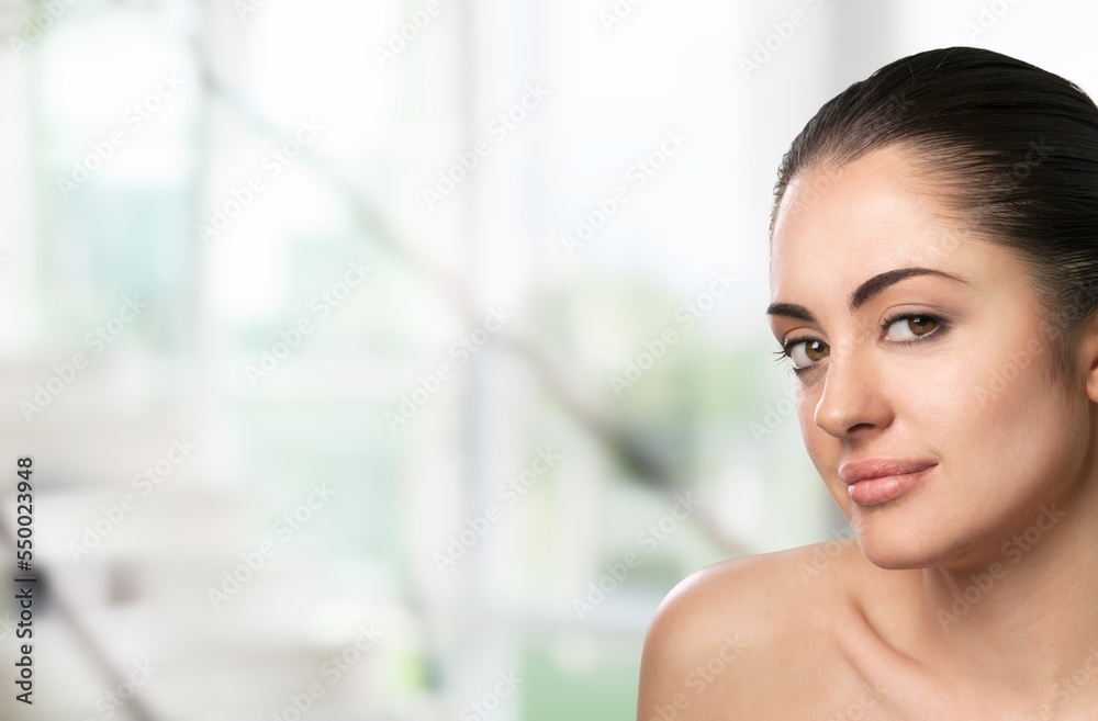 Happy young woman has clean skin after treatment Happy young woman has clean skin after treatment
