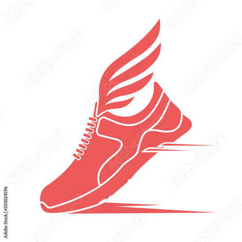 Icon of sports shoes flying on wings