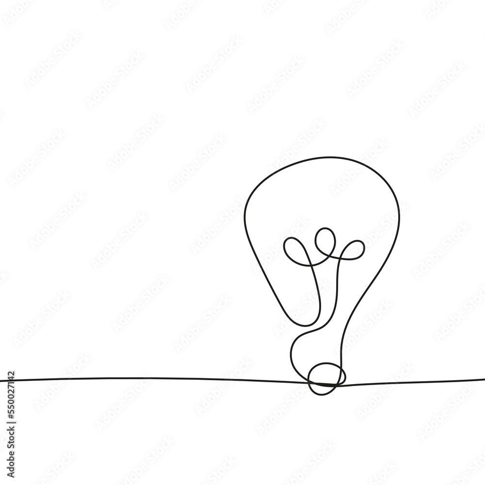 Vector electric light bulb icon in sketch style. Continuous line, editable contour. Vector electric light bulb icon in sketch style. Continuous line, editable contour.