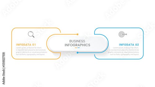 Vector infographic thin line design with marketing icons. Business concept with 2 options, steps or processes.