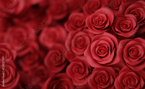 Valentine s day greeting card templates with realistic of rose background  3D rendering.