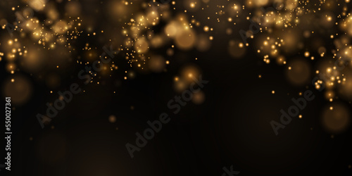 Christmas background. Powder PNG. Magic shining gold dust. Fine, shiny dust bokeh particles fall off slightly. Fantastic shimmer effect.	
