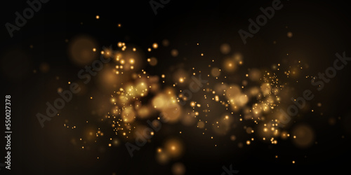 Christmas background. Powder PNG. Magic shining gold dust. Fine, shiny dust bokeh particles fall off slightly. Fantastic shimmer effect.	
