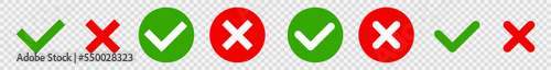 Set check mark and cross. Vector illustartion