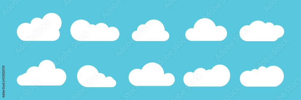 Cloud icon set vector. cloud symbol in line and glyph style. Vector illustration