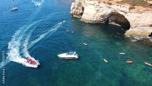 Drone shot of Algarve, the magnificent coastline in Portugal