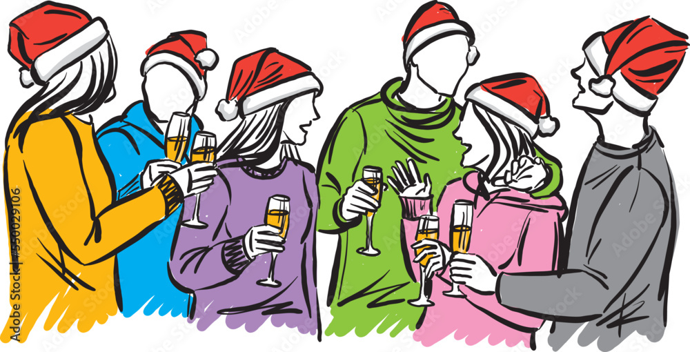 group of people friends christmas celebration drinking happy men women vector illustration group of people friends christmas celebration drinking happy men women vector illustration