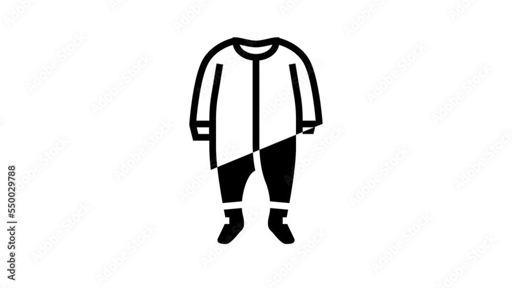 footie outfit baby cloth line icon animation